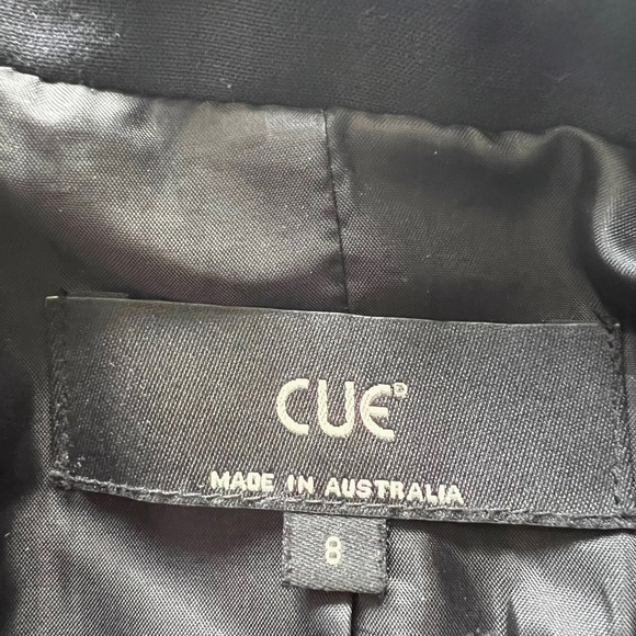 CUE BLACK BLAZER SINGLE BREAST BLAZER BACK SLIT  MADE IN AUSTRALIA WOMEN SIZE 8 - Picture 12 of 15